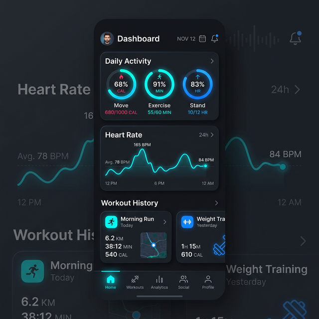 Stunning Fitness Mobile App Interface